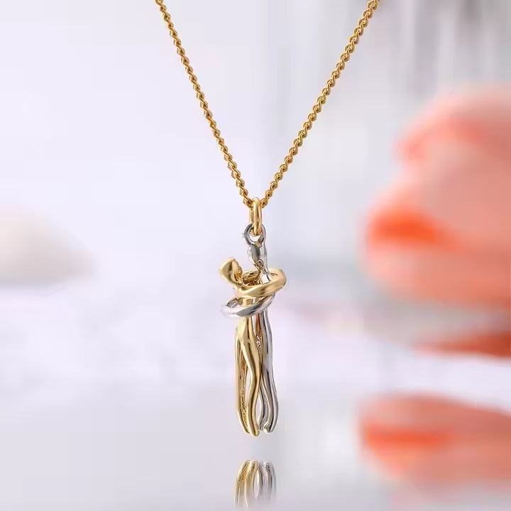 Unity Necklace | Romantic Love Couple Hug Metal Plated Necklace | Couple Together Forever | Gift for Couples | Unity Necklace in Pakistan