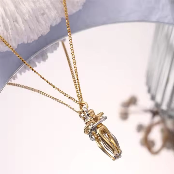 Unity Necklace | Romantic Love Couple Hug Metal Plated Necklace | Couple Together Forever | Gift for Couples | Unity Necklace in Pakistan