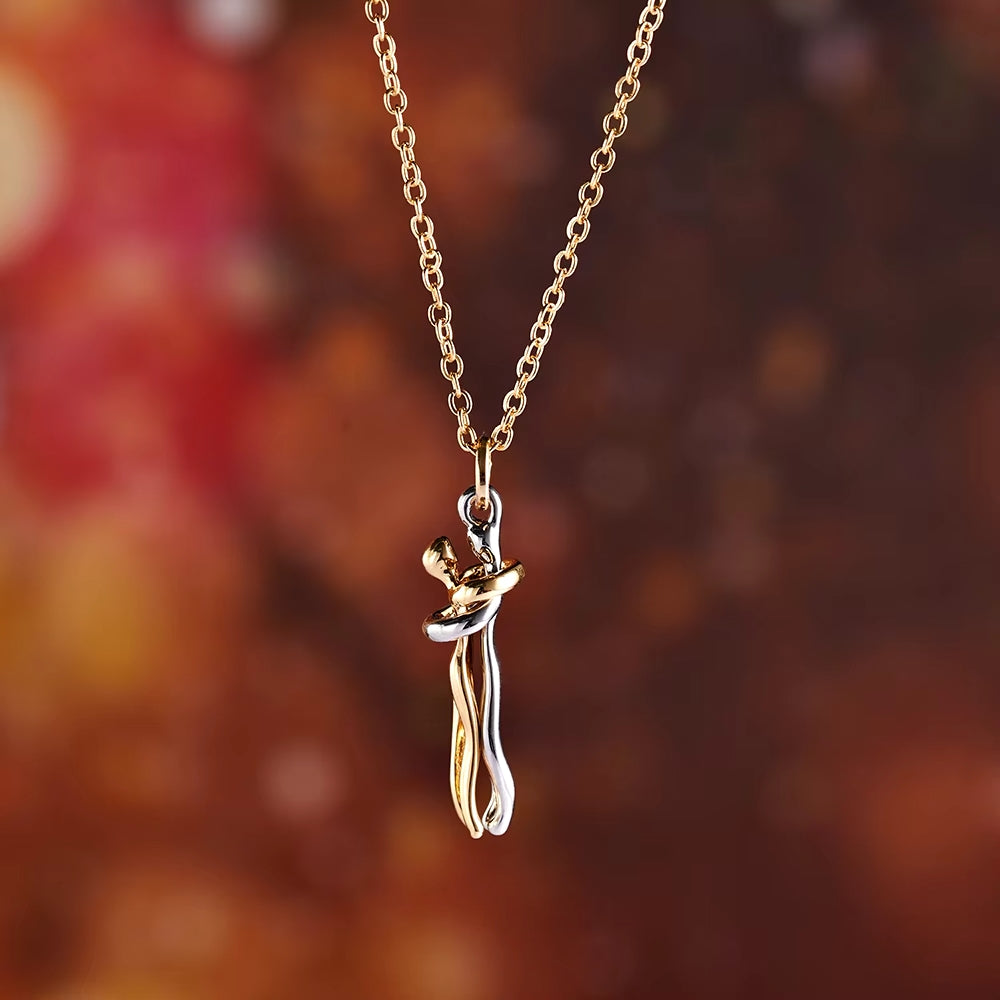 Unity Necklace | Romantic Love Couple Hug Metal Plated Necklace | Couple Together Forever | Gift for Couples | Unity Necklace in Pakistan