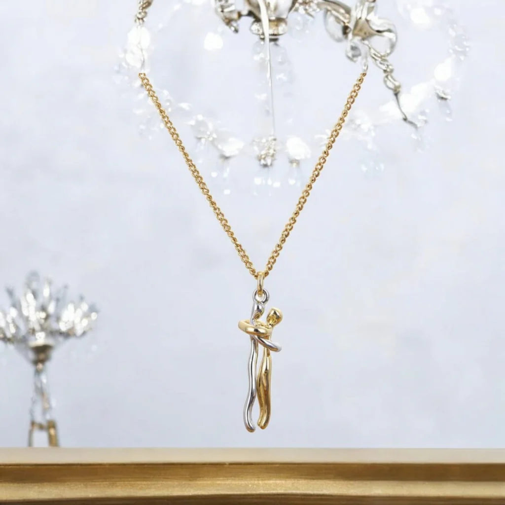 Unity Necklace | Romantic Love Couple Hug Metal Plated Necklace | Couple Together Forever | Gift for Couples | Unity Necklace in Pakistan